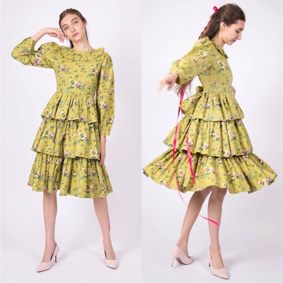 Batsheva + Laura Ashley Floral Green Dress - Picture 6 of 7